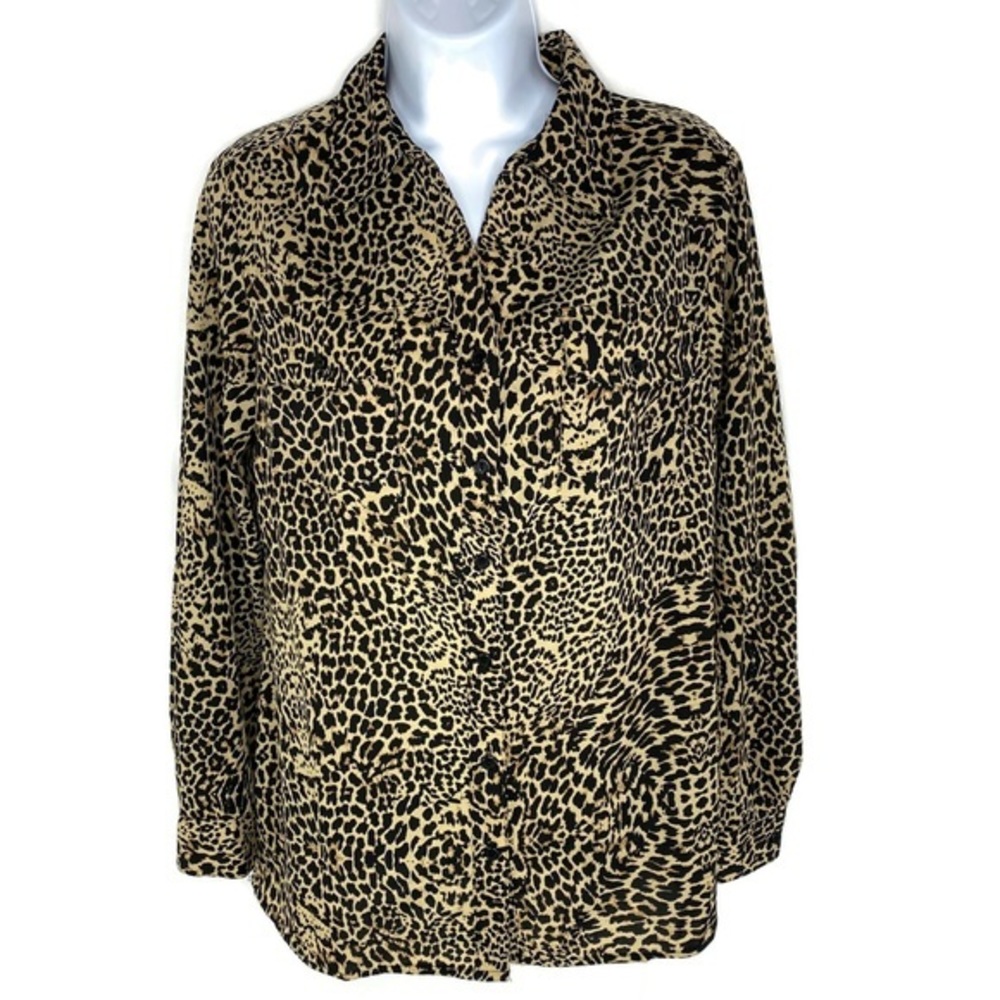 Notations Leopard Print Along Sleeves Button Dn - image 4